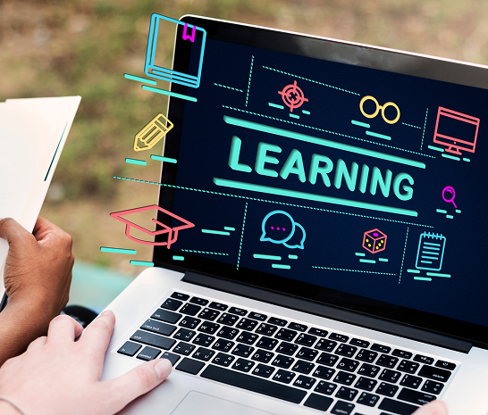 Laptop with Learning Icons